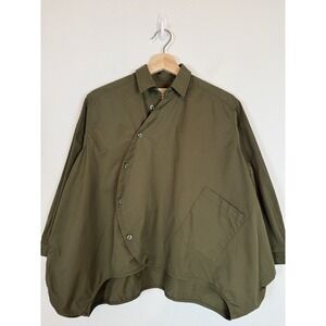 Nunufome Tokyo Olive Green Cropped Oversized Artsy Shirt Japan Size 150